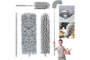 SATOHA Staubwedel Teleskop,Aiglam 3 in 1 Staubwedel Spinnweben für Decken Staubwischer Mikrofaser waschbar verbiegbare staubbesen, entfernt effektiv Staub und Spinnweben, Länge 250cm, 4 Stück