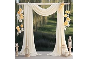 Pomeloone Rideau en Tulle Beige, 75 x 600 cm Mariage Arche Tenture, Tissu drapé en Tulle Extensible, pour Décoration de Mariage, Cérémonie, Fête, Toile de Fond, Rideau de Gaze