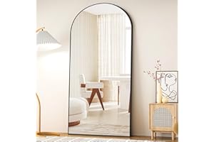 COFENY Bogen Ganzkörperspiegel, 192 × 85 cm Standspiegel mit Schwarzer Rahmen, Groß Wandspiegel zum Stehen, Anlehnen oder Hängen, Bodenspiegel für Schlafzimmer, Wohnzimmer