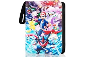 ROUNQUE Sammelalbum für Pokemon Karten, 50 Seiten 900 Karten Kapazität Sammelkarten, Tragbar Reißverschlüsse Wasserdicht PU Karten Halter, Card Collection Sammelheft, Geschenk für Kinder
