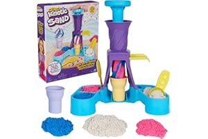 Kinetic Sand, Soft Serve Station with 396g of Play Sand (Blue, Pink and White), 2 Ice-Cream Cones and 2 Tools, Sensory Toys for Kids Aged 5 and up
