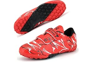 DIQUEQI Astro Turf Football Boots Boys Girls Football Trainers Soccer Athletics Training Shoes Teenager Outdoor Sport Shoes Sneakers for Unisex Kids Red