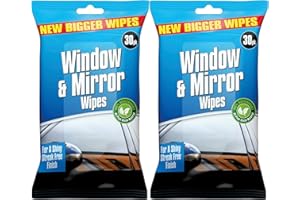 ABL SUPPLIES Premium Glass Wipes Car, Mirror, Window Car Glass Cleaner Wipes | Shiny Streak Free Cleans And Shines 2 x 30 Pack | Used on the Inside and Outside of the Car Window