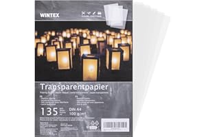 WINTEX Transparentpapier bedruckbar A4 135 Blatt 100g/m² - Transparentpapier weiß - Pergamentpapier zum Bedrucken - Architektenpapier bedruckbar - Pauspapier A4 - Tracing Paper