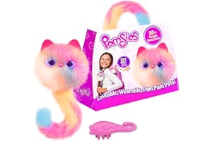 Pomsies Skye Yellow & Pink Interactive Pet Toy – Light-Up Eyes, Dance Mode & Sounds – Wearable Plush Toy for Girls – Collect Them All!