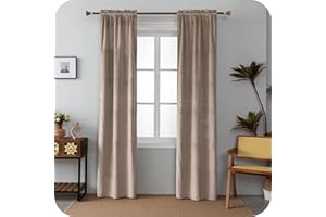 GIRASOLE HOME Coppia Tende Adelaide Morbide Oscuranti Termiche in Velluto 2 Pannelli da 70x220cm con Tasca, Tortora