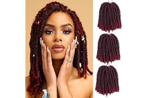 TAOYEMY Spring Twist Crochet Hair 8 inch Afro Crochet Braids Hair Bomb Twist Crochet Braiding Hair Synthetic Fluffy Twist Hair Extensions for Women (8 cali, TBUG)