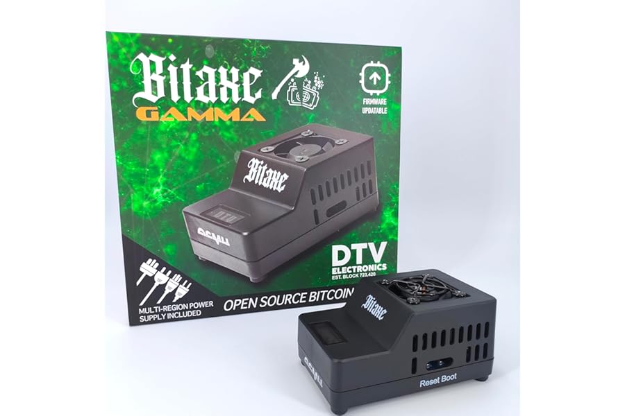 DTV ELECTRONICS Bitaxe Gamma 602 Bitcoin ASIC Miner – 1.2 TH/s @ 18W Low Power, Injection Moulded Case, Quiet Open-Source Bitaxe Miner for Solo & Home Mining