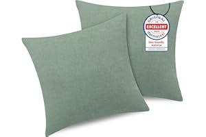 ‎ATSENSE ATsense 2er Set Kissenbezug 40x40 cm - 100% Gewaschene Baumwolle, Einfarbig Grün Kopfkissenbezug mit Reißverschluss, Oeko-TEX Zertifiziert Weich, Nicht Lleicht Verformbar