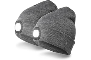 INHDBOX Czapka z daszkiem LED, czapka z dzianiny z ładowanym światłem USB, oświetlenie i migające rodzaje ostrzeżeń, 8 diod LED, łatwa instalacja, z przodu, z tyłu, czapka z dzianiny, uniseks, 2 szt.