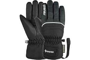 Reusch Dziecięce Teddy Gore-tex wiatroszczelne i wodoodporne, ciepłe rękawice narciarskie, rękawice sportowe, rękawice śniegowe, do jazdy na sankach, rękawiczki zimowe, czarne/czarne melanż, 5,5