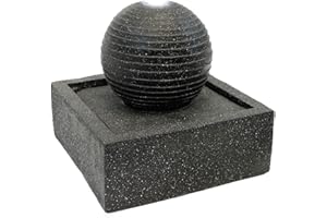 Gardenwize - Solar-Powered Black Granite-Finished Garden Water Feature with LED Light, Low Maintenance, Eco-Friendly - Made From a Highly Durable Weatherproof Resin