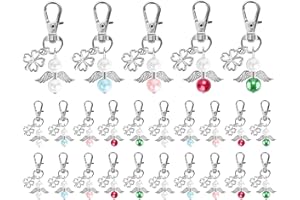 Fyshird 20 Stück Schutzengel Schlüsselanhänger mit Kleeblatt Glücksbringer Schutzengel Anhänger Abschiedsgeschenk Gastgeschenk für Taufe Hochzeit Geburtstag Kommunion Konfirmation