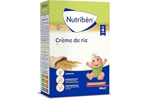 Nutribén Crème de riz à partir de 4 mois, 300 g | Bouillie de céréales bebe riz | Bouillie pour bébé | Sans Gluten et sans trace de lait