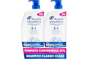 Head & Shoulders Shampoo e Balsamo Antiforfora 2in1 Classic Clean Per Cute E Capelli Grassi 2x1000ML