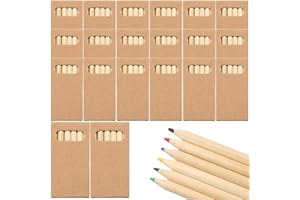 HENGBIRD Zestaw 20 kolorowych minikredek (6 kolorów) – czerwona, żółta, brązowa, zielona, niebieska, czarna, drewniane, w tekturowym pudełku, kredki dla dzieci, do sztuki, rysunku, szkicowania