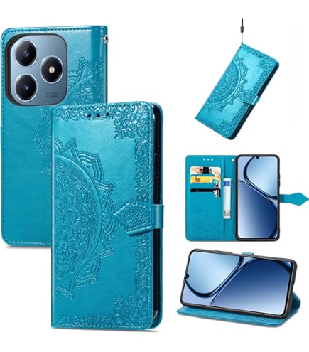 BOCTECH Funda Para Realme C63 / C61, Carcasa Con Tapa Flip Case Libro De Cuero PU Piel Y Silicona Suave Cartera Cover Antigolpes Con Cierre Magnético, Ranura Para Tarjeta Y Soporte, Rojo