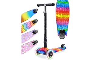 BOLDCUBE Big Fold | Three Wheel Scooter for Children Ages 5-10 Years | LED Wheels with Flashing Lights | Height Adjustable 65 to 89 cm | Rear Reflectors