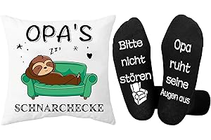 Rebundex Opa Geschenk Geschenke für Opa Faultier Geschenk Opa Geburtstag für Bester Opa Socken und Kissenbezug 45x45