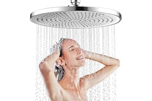 JINYOMFLY Testa di doccia a pioggia rotonda ad alta pressione 25 cm, grande soffione fisso doccia, soffione doccia a pioggia economico, testa di doccia anticalcare, soffione universale (argento)