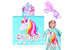 Newtic Poncho de Bain Enfant, Poncho de Bain à Capuche Enfants, Microfibre Serviette de Bain, Serviette de Poncho Plage, pour la Salle de Bain à la Maison, la Plage, la Piscine, Bebe 0-7 Ans