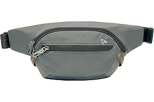 Travelon Wielofunkcyjny plecak antykradzieżowy z aktywną talią, Grafitowy, 9.5 x 6 x 2, Aktywny pas antykradzieżowy