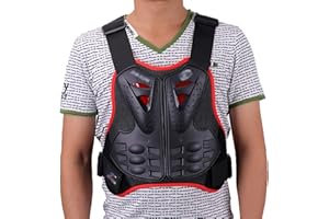 SJAPEX Armure de Moto Dorsale Armure Moto Cross Gilet Veste Protection pare Pierre Equipement Plastron Corps Enfants Adultes Homme VTT Sport Noir Protecteur Dorsal de Poitrine Red,M
