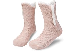 Niofind Slipper Fluffy Socks for Women Men, Thermal Socks Knitted Socks Christmas Socks, Winter Fuzzy Bed Slipper Socks With Grippers, One Size Non Slip