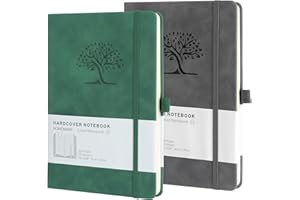 HOMEMARS Carnets et Journaux, Journal intime Adulte, Cahier, Carnet de Notes, Journal, Cahier de Note, Cahier A5, Notebook, Vert Gris, 100 Feuilles, 100 GSM, Motif Arbre en Gaufrage, Cuir Végétalien