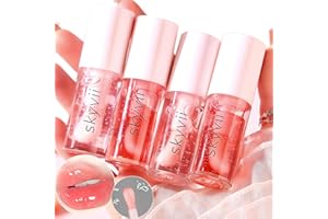Sitovely 4PCS Moisturizing Plumping Lip Glow Oil Set, Aromatisé aux fruits Baume, Humidité Brillant à lèvres Shine Lip Balm Shine Lip Gloss