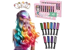 Magicat Zestaw kredy do włosów premium, 2 opakowania po 10 odcieni i 5 gumek do włosów dla idealnego kostiumu na Halloween, zmywalne, idealne na Halloween, urodziny, kreda do włosów dla dziewcząt