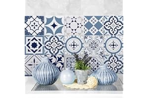 RE-COVERTILES - Adesivi per Piastrelle Bagno e Cucina 10 Pz 20x20 cm - PS00099 Decorazione murale in PVC Impermeabile mattonelle Mosaico Stile cementine Azulejos