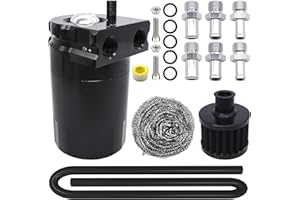 HISports serbatoio di raccolta dell'olio 350ml in alluminio serbatoio del carburante può serbatoio di stoccaggio dell'olio con filtro dell'aria tubo pezzi di ricambio accessori(nero)