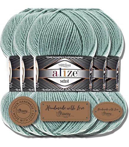 Alize Superlana Midi Wolle - 5x100g Strickgarn, 75% Acryl 25% Wolle