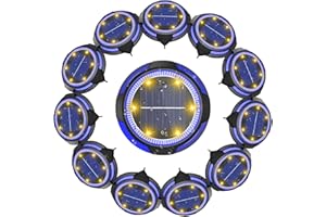 ‎ASPERX AsperX Solar Bodenleuchten 12 Stück 10 LEDS Solarlampen für Außen Garten IP65 Wasserdicht Solar Gartenleuchten Kunststoff Solarlampe für Deck, Garten, Gehweg, Rasen, Hof, Warmweiß+Blau