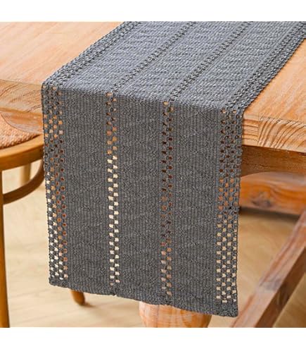 Tafelloper zwart tafelloper modern met kwastjes voor eetkamer, outdoor, vakantie, feestdecoratie, wasbaar tafelkleed, salontafel, doek 30 x 220 cm