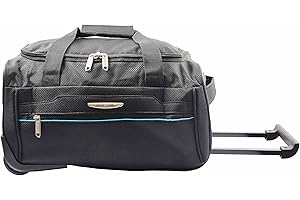 HOUSE OF LEATHER Wheeled Holdall Travel Roller Duffle Mid Size Bag Weekend Luggage HOL214 Khaki Black (Black)