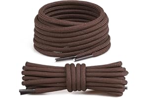 Wonkey Round Boot Shoe Laces - 2 PAIR - Durable Premium Shoe Strings 4 mm Thick Bootlaces, Outdoor, Hiking, Walking, Work Boots Strong Shoelaces