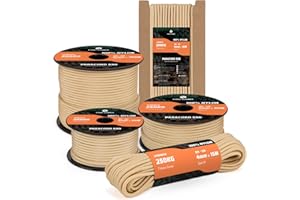Kamu Synber 550 Paracord 4mm 30m 7 Hebras Cuerda Paracord de Nylon Tipo III Cuerda Paracaídas para Supervivencia, Camping, al Aire Libre, Bricolaje | Soporta 250kg | Caqui