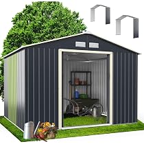 Capanno Giardino Metallico 172x100x129 Cm - Casetta Attrezzi Con 2 Porte E Coperchio Sollevabile, Grigio
