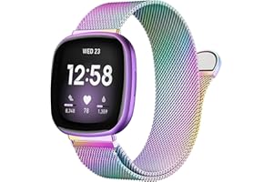 Issinlky Metal bracelet Compatible with Fitbit Versa 3/4, Stainless Steel Replacement bracelet for Fitbit Sense 2/Sense Smartwatch