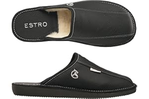 ESTRO Zapatillas De Casa Hombre Invierno Piel De Carnero Pantuflas Casa Hombre Lana Suela De Memoria Rust