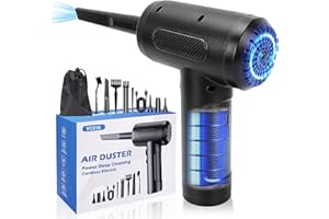 IGUGI Soplador de Polvo Eléctrico,Plumero de Aire Comprimido,Air Duster de 3 Velocidades,50000 RPM Potente Soplador de Aire con Luz LED,Portátil Air Duster para Limpiar PC,Laptop,Teclado,Coche