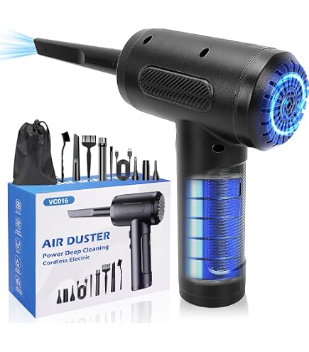 Soffiatore Elettrico Senza Fili AD35 – 110000 Giri/min, 3 Velocità, Batteria 7500mAh, LED E 6 Ugelli Per Polvere E Gonfiaggio