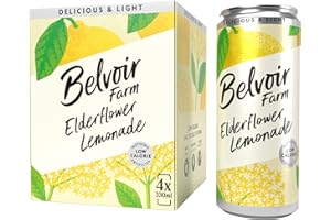 Belvoir Farm - Elderflower Lemonade, Delicious and Light, Natural Hand-Picked Elderflowers, Crafted with Nature, Low in Sugar and Calories, Gluten Free, Suitable for Vegans & Vegetarians 4x330ml