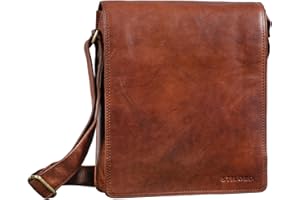 STILORD 'Lars' Bolsa bandolera de hombre y mujer para portátil de 13,3' Bolso de mensajero o de hombro de auténtica piel para universidad trabajo u oficina, Color:maraska - marrón
