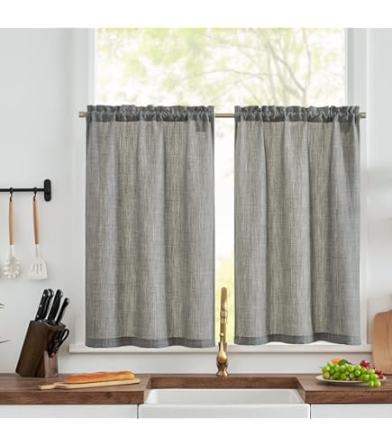 Tenda Voile Trasparente Vangao Sheer - Perfetta Per Cucina E Piccole Finestre, 130x40 Cm, Colore Tortora