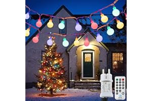 AUGONE Łańcuch świetlny z kulką [120 diod LED], 12 m, 8 trybów i funkcja Merk, łańcuchy świetlne do użytku na zewnątrz/wewnątrz z wtyczką, dekoracja na imprezę, do pokoju dziecięcego, oświetlenie