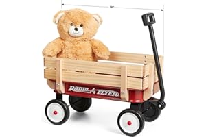 Radio Flyer My 1st Steel & Wood Wagon with Teddy Bear, Red Toy Wagon, For 1.5+ Years Old