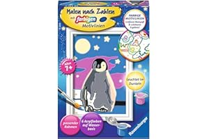 Ravensburger CreArt 28775 - Kleiner Pinguin - Malen nach Zahlen ab 7 Jahre, Malset mit Rahmen, Pinsel und Acrylfarben, Geschenk für Mädchen und Jungen, Leuchtet im Dunkeln